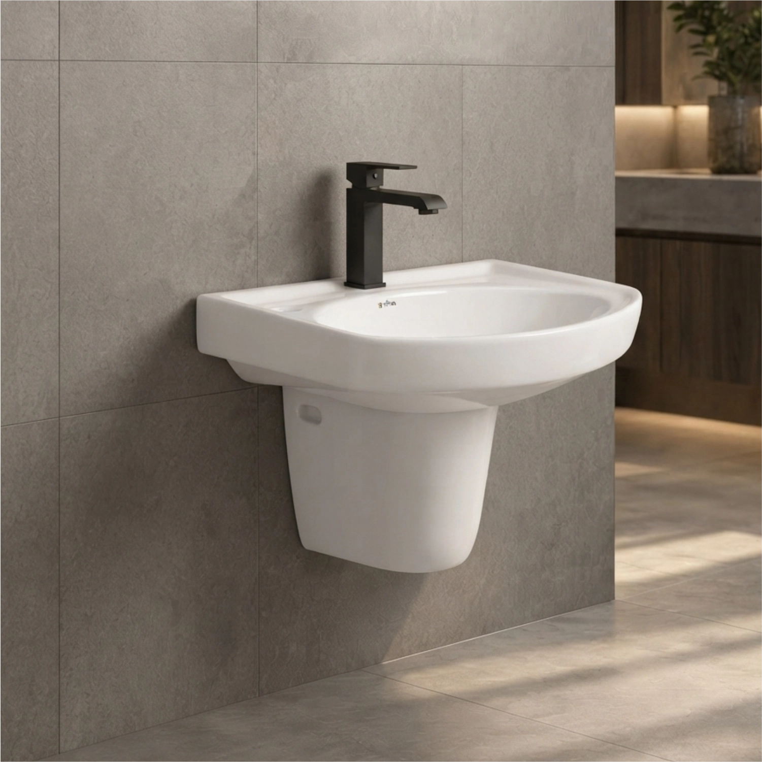 Basin With Half Pedestal